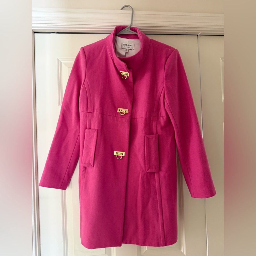 Skirtin Around Fuchsia Trench Coat with Gold Accents